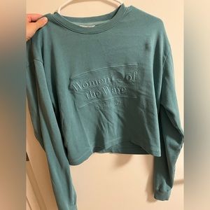 O’Neil cropped sweatshirt , teal, “women of the waves”